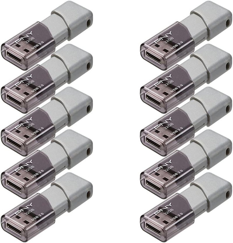 PNY ذاكرة فلاش 32 جيجابايت تيربو أتاشي 3 USB 3.0، فضي (عبوة من 10) - Image 2